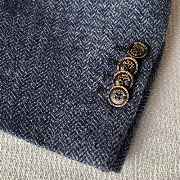 El Ganso Men's Blue Herringbone Blazer US Size 42, EU 52